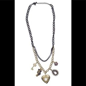 💎Black & Gold Tone Chain Necklace With Locket Charm